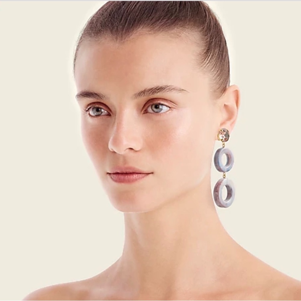 NEW J.Crew Made-in-Italy round drop earrings. Sold out everywhere. Glass top. - Picture 3 of 3